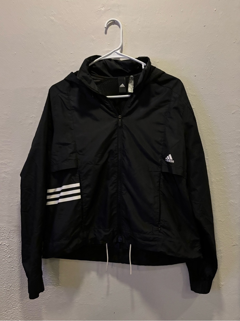 Adida Black Lightweight Windbreaker Jacket